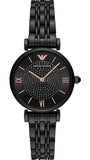 Emporio Armani Gianni T Bar Black Dial Black Steel Strap Watch For Women - AR11245