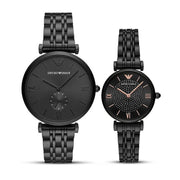 Emporio Armani Gianni T Bar Black Dial Black Steel Strap Watch For Women - AR11245