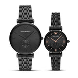 Emporio Armani Gianni T Bar Black Dial Black Steel Strap Watch For Women - AR11245