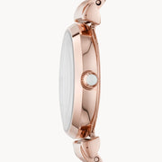 Emporio Armani Gianni T-Bar Mother of Pearl Dial Rose Gold Steel Strap Watch For Women - AR11316