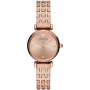 Emporio Armani Gianni T Bar Quartz Rose Gold Dial Rose Gold Steel Strap Watch For Women - AR11342