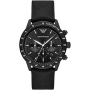 Emporio Armani Mario Chronograph Black Dial Black Nylon Strap Watch For Men - AR11453
