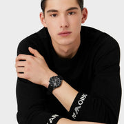 Emporio Armani Diver Chronograph Black Dial Black Silicone Strap Watch For Men - AR11515