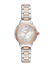 Emporio Armani Mia Three-Hand Analog Crystal Silver Dial Two Tone Steel Strap Watch For Women - AR11643