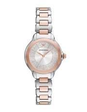 Emporio Armani Mia Three-Hand Analog Crystal Silver Dial Two Tone Steel Strap Watch For Women - AR11643