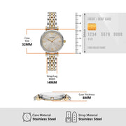 Emporio Armani Gianni T-Bar Beige Dial Two Tone Steel Strap Watch for Women - AR11702
