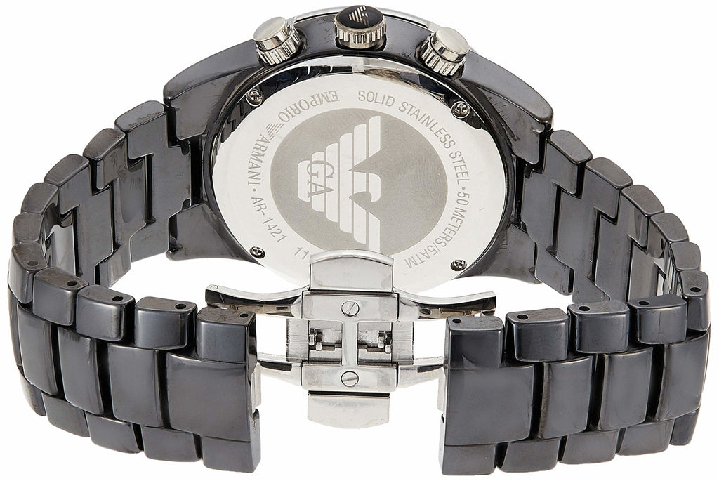 Emporio Armani Black Ceramic Chronograph Black Dial Watch For Men