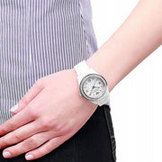 Emporio Armani Ceramica White Mother of Pearl Dial Stainless Steel Strap Watch For Women - AR1426