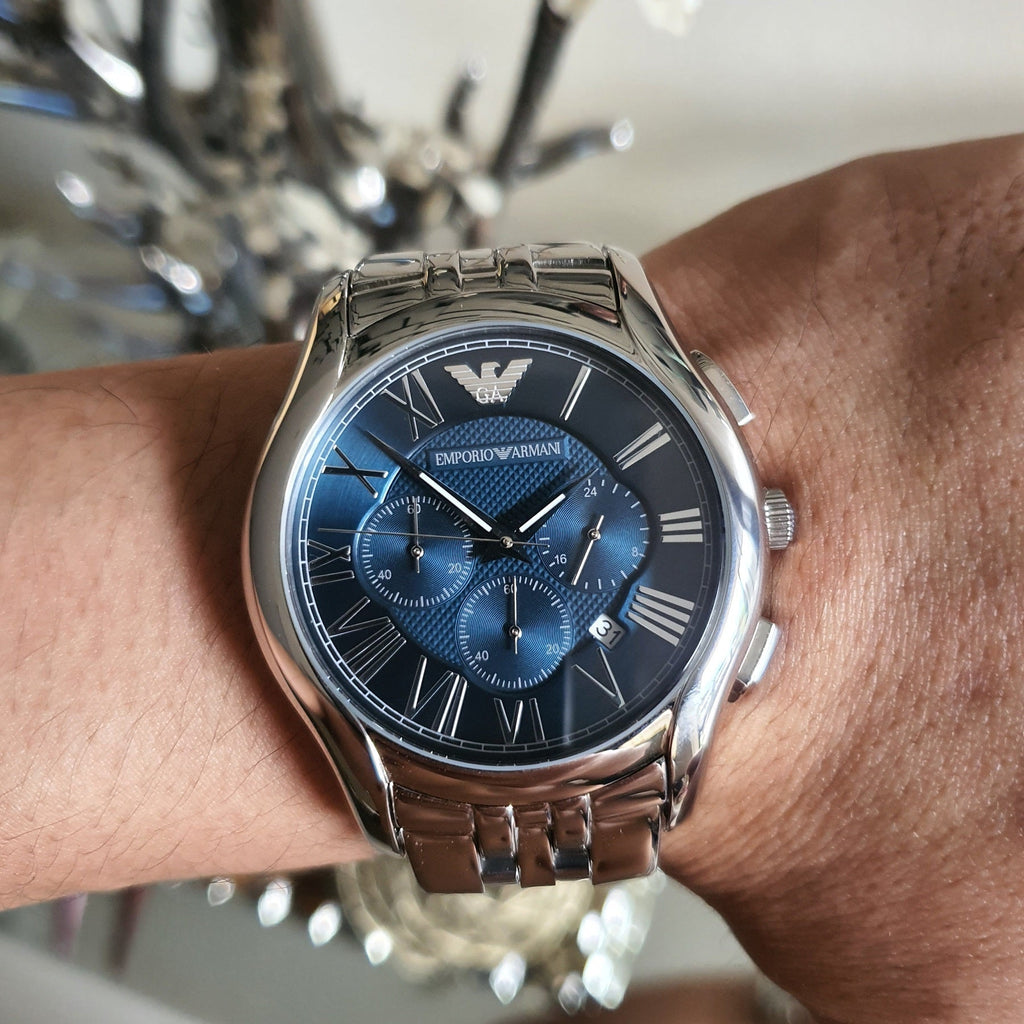 Emporio Armani Classic Navy Blue Dial Stainless Steel Watch For Men