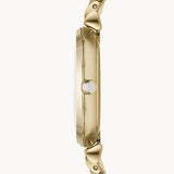 Emporio Armani Gianni T Bar Mother of Pearl White Dial Gold Steel Strap Watch For Women - AR190700