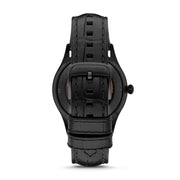 Emporio Armani Meccanico White Dial Black Leather Strap Watch For Men - AR1923