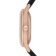 Emporio Armani Meccanico White Skeleton Dial Black Leather Strap Watch For Men - AR1924