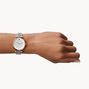 Emporio Armani Gianni T Bar White Dial Two Tone Steel Strap Watch For Women - AR1926