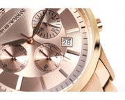 Emporio Armani Classic Chronograph Rose Gold Dial Rose Gold Steel Strap Watch For Men - AR2452