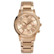 Emporio Armani Classic Chronograph Rose Gold Dial Rose Gold Steel Strap Watch For Men - AR2452