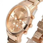 Emporio Armani Classic Chronograph Rose Gold Dial Rose Gold Steel Strap Watch For Men - AR2452