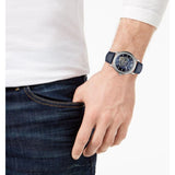 Emporio Armani Luigi Chronograph Blue Dial Blue Leather Strap Watch For Men - AR60011