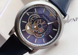 Emporio Armani Luigi Chronograph Blue Dial Black Leather Strap Watch For Men - AR60011