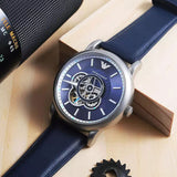 Emporio Armani Luigi Chronograph Blue Dial Blue Leather Strap Watch For Men - AR60011
