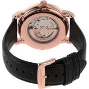 Emporio Armani Luigi Automatic Skeleton Silver Dial Black Leather Strap Watch For Men - AR60013