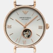 Emporio Armani Meccannico Gianni T-Bar Analog White Dial Two Tone Steel Strap Watch For Women - AR60019