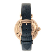 Emporio Armani Meccanico Gianni T-Bar Silver Dial Blue Leather Strap Watch For Women - AR60020
