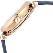 Emporio Armani Meccanico Gianni T-Bar Silver Dial Blue Leather Strap Watch For Women - AR60020