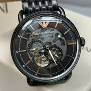 Emporio Armani Meccanico Automatic Black Dial Black Mesh Bracelet Watch For Men - AR60025