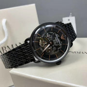 Emporio Armani Meccanico Automatic Black Dial Black Mesh Bracelet Watch For Men - AR60025