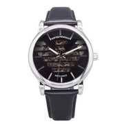 Emporio Armani Meccanico Automatic Skeleton Black Dial Black Leather Strap Watch For Men - AR60040