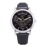 Emporio Armani Meccanico Automatic Skeleton Black Dial Black Leather Strap Watch For Men - AR60040