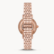 Emporio Armani Meccanico Gianni T Bar Blue Dial Rose Gold Steel Strap Watch For Women - AR60043