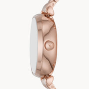 Emporio Armani Meccanico Gianni T Bar Blue Dial Rose Gold Steel Strap Watch For Women - AR60043
