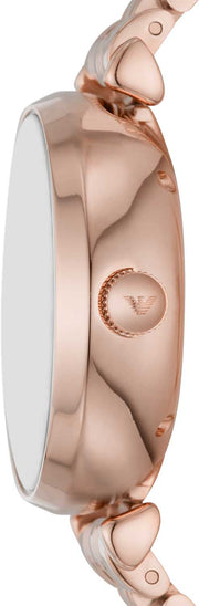Emporio Armani Meccanico Gianni T Bar Blue Dial Rose Gold Steel Strap Watch For Women - AR60043