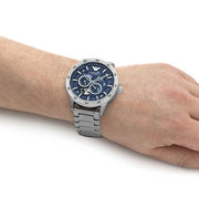 Emporio Armani Meccanico Automatic Blue Dial Silver Steel Strap Watch For Men - AR60052