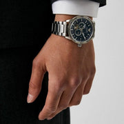 Emporio Armani Meccanico Automatic Blue Dial Silver Steel Strap Watch For Men - AR60052