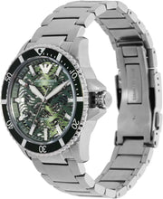 Emporio Armani Sea Explorer Meccanico Automatic Green Dial Silver Steel Strap Watch For Men - AR60061