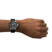 Emporio Armani Sea Explorer Meccanico Automatic Black Dial Black Silicone Strap Watch For Men - AR60062