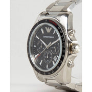 Emporio Armani Sigma Chronograph Black Dial Silver Steel Strap Watch For Men - AR6098