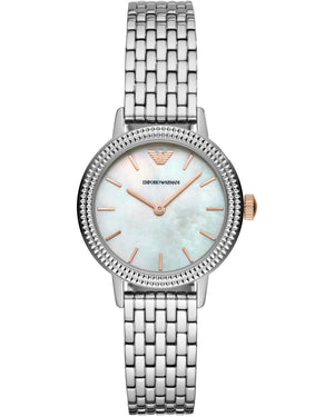 Emporio Armani Interchangeable Mother of Pearl Dial Silver Steel Strap Watch For Women - AR80020