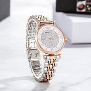 Emporio Armani Gianni T Bar White Dial Two Tone Steel Strap Watch For Women - AR80035