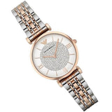 Emporio Armani Gianni T Bar White Dial Two Tone Steel Strap Watch For Women - AR80035