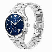 Emporio Armani Renato Chronograph Blue Dial Silver Steel Strap Watch For Men - AR11528