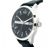Armani Exchange Hampton Chronograph Black Dial Black Leather Strap Watch For Men - AX2101