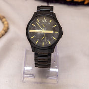 Armani Exchange Hampton Chronograph Black Dial Black Steel Strap Watch For Men - AX2121