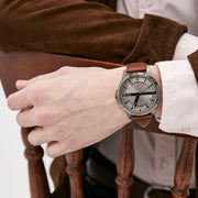 Armani Exchange Whitman Silver Dial Brown Leather Strap Watch For Men - AX2100