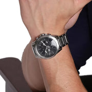 Armani Exchange Drexler Chronograph Black Dial Silver Steel Strap Watch for Men - AX2600