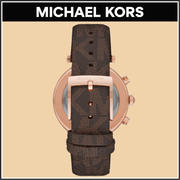 Michael Kors Parker Chronograph White Dial Brown Leather Strap Watch For Women - MK6917