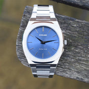 D1 Milano Ultra Thin Blue Dial Silver Steel Watch for Men - D1-UTBJ03