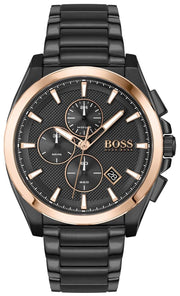 Hugo Boss Grandmaster Chronograph Black Dial Black Steel Strap Watch for Men  - 1513885